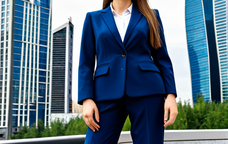Modern Moscow Businesswoman**
"A professional businesswoman in a stylish, yet modest, dark blue pantsuit, standing in front of the Moscow City skyscrapers, fully clothed, appropriate attire, safe for work, perfect anatomy, natural proportions, professional photography, high quality, clear focus, daytime."
**