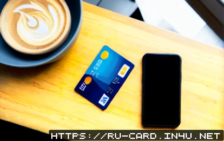 신용카드 리워드 프로그램 - Photorealistic overhead view of a Russian consumer comparing two unbranded bank cards beside a smart...