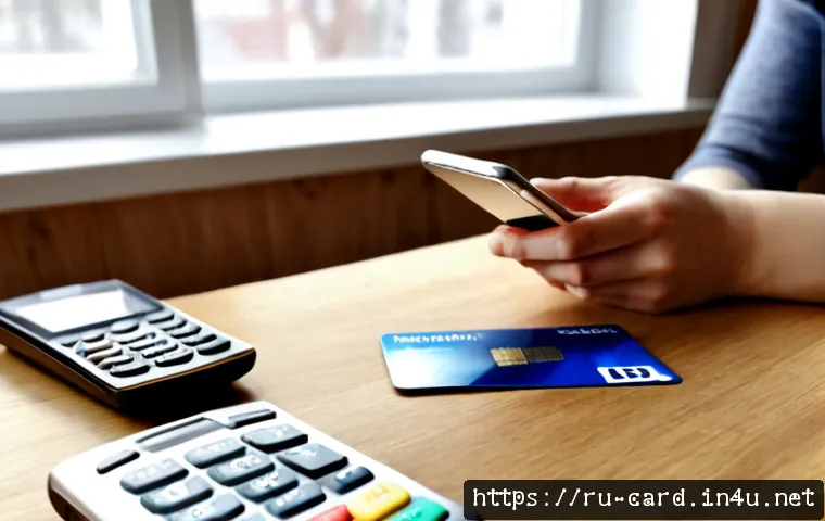 Home 17 체크카드 사용 내역 확인 - Photorealistic close-up of a Russian adult reviewing debit card transaction history on a smartphone ...